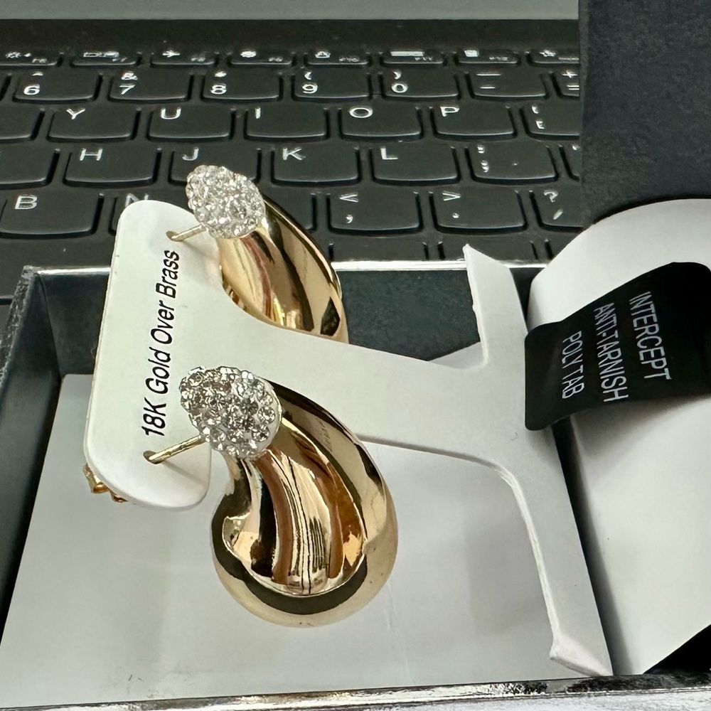 Elegant 18K Gold Over Brass Earrings